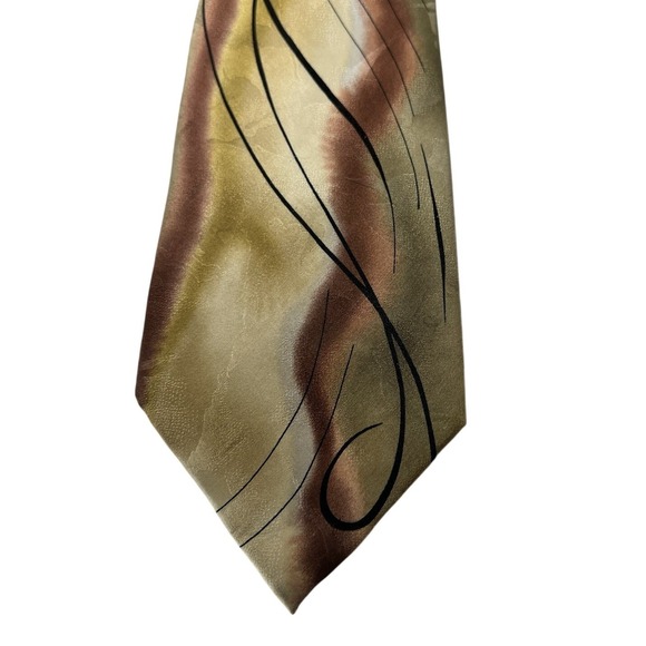 J. Garcia Other - J. Garcia Tidal Wave Silk Tie Collection Forty Limited Edition Gold Tan Abstract